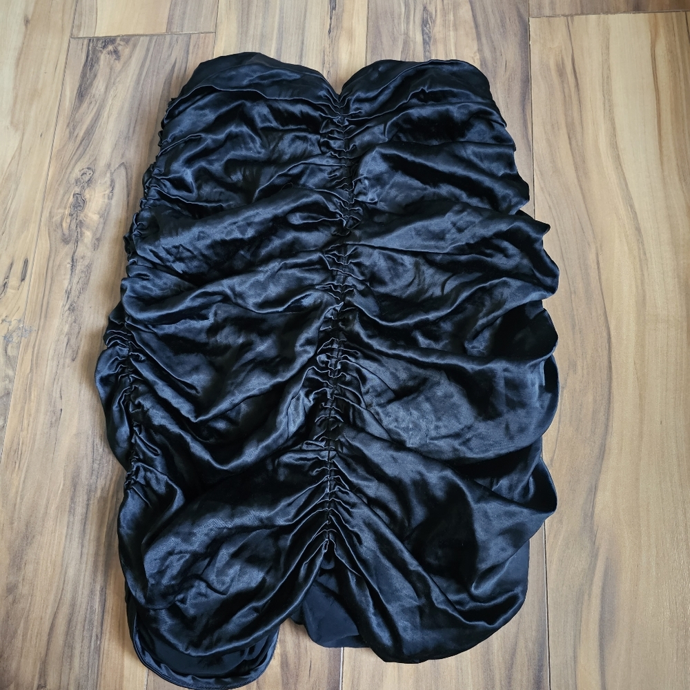 Zara Ruched Strapless Black Top xsmall